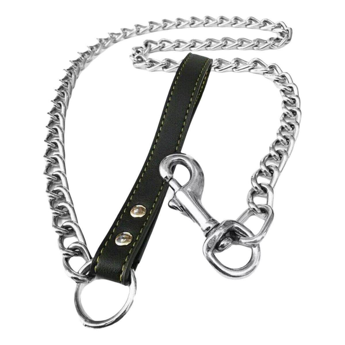 Chain Dog Leash With Leather Handle
